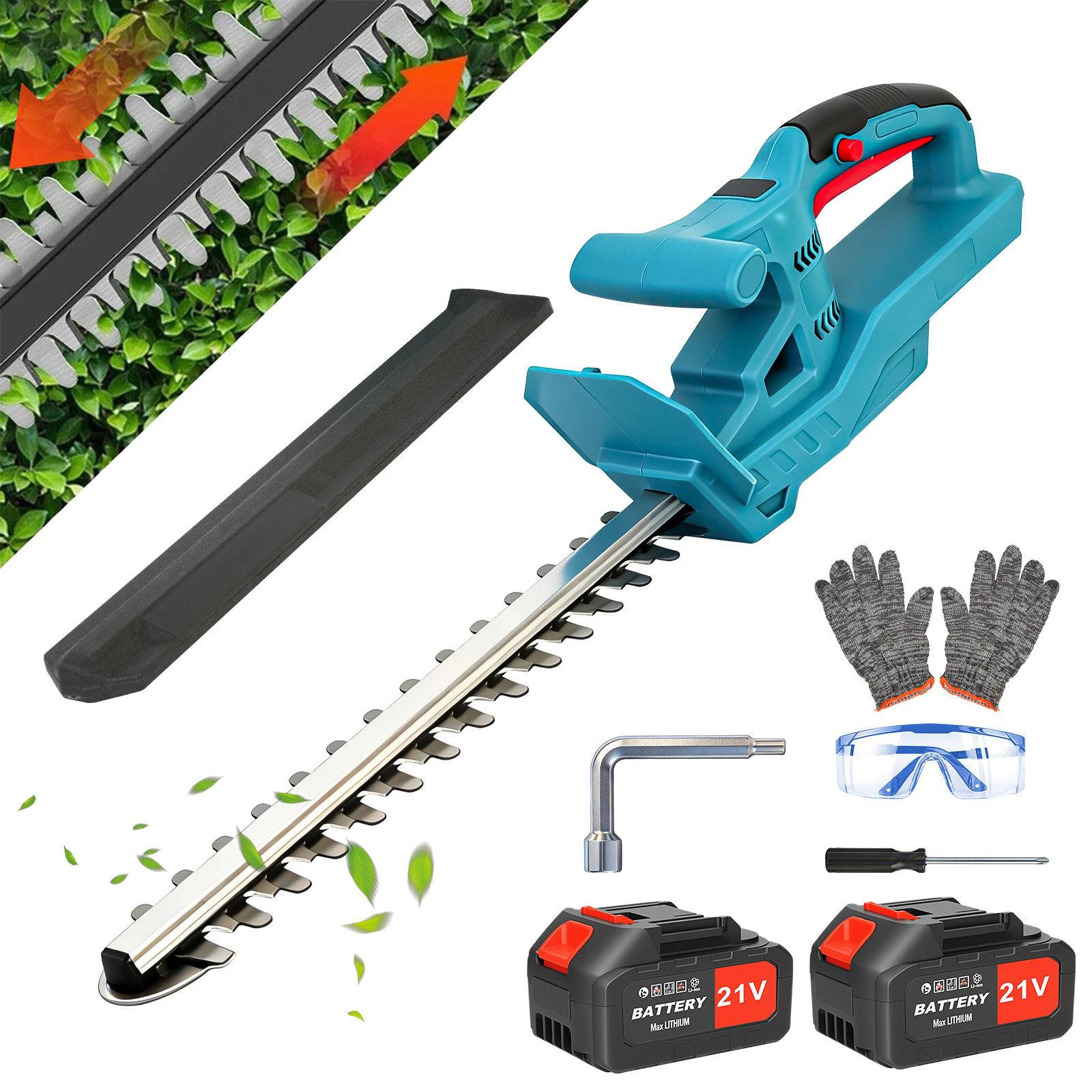 Brushless Cordless Grass Trimmer 21V - 20-inch snoerloze heggenschaar, handbediend, 24000 RPM,