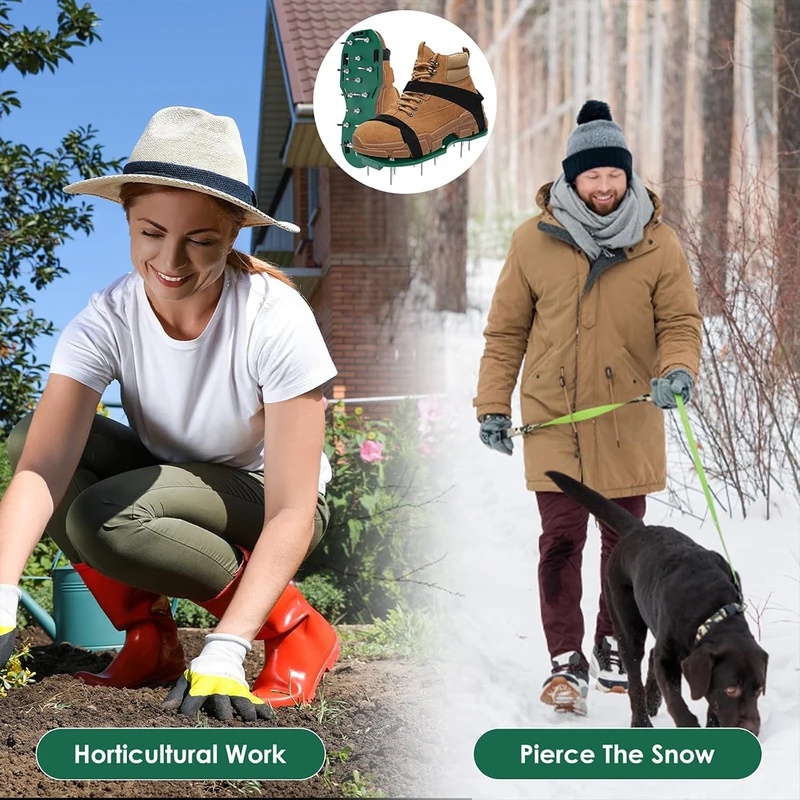 Lawn Aerator Shoes Spikes Heavy Duty - Verstelbare gazonluchtende schoenen met noppen, stevige