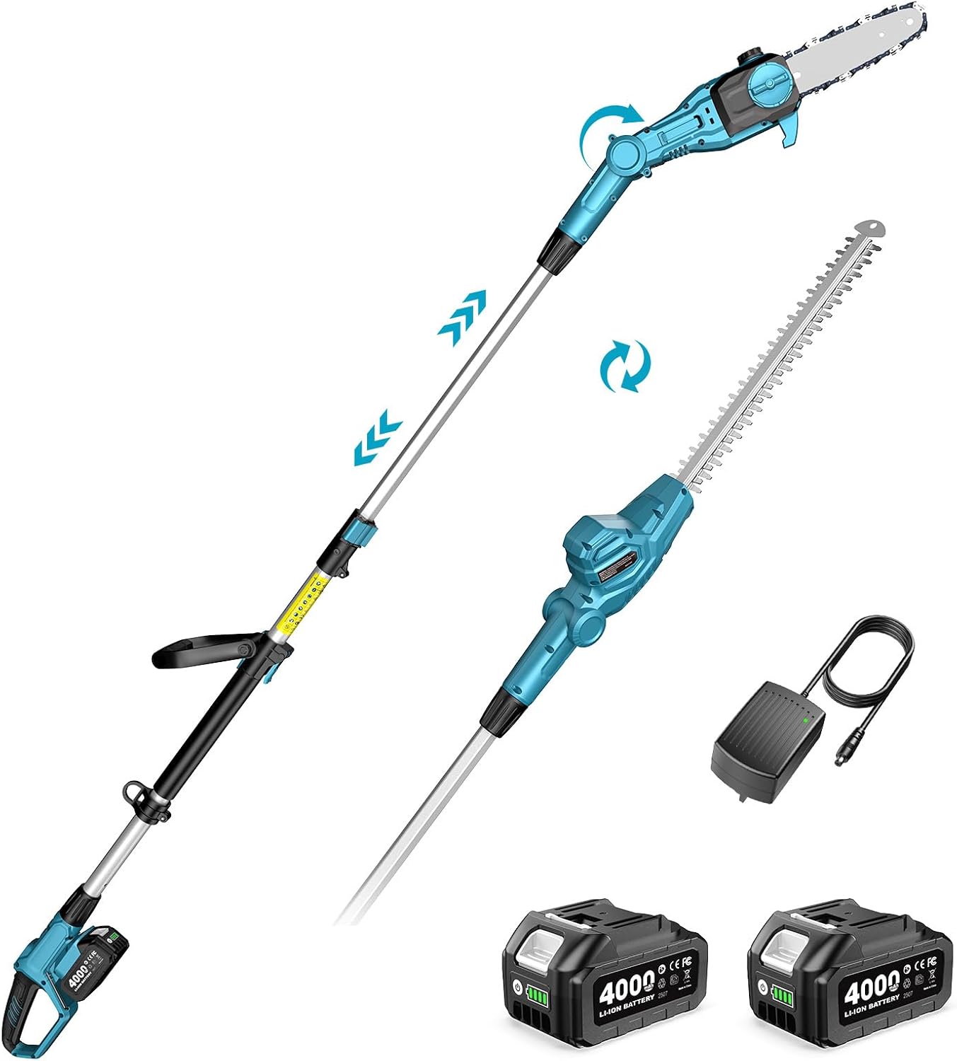 Cordless Hedge Trimmer Pole 2 In 1 - 2-in-1 draadloze zaag en heggenschaar, 8-inch