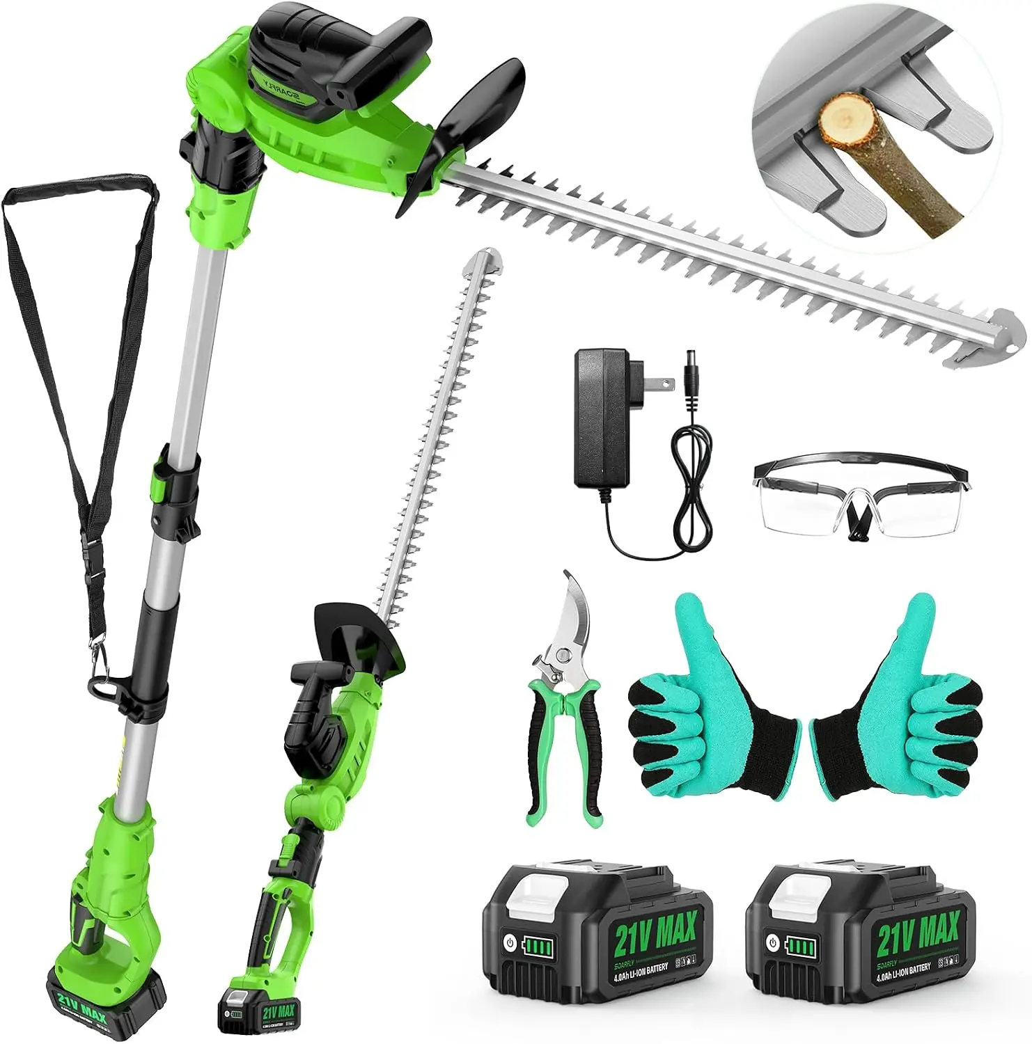 Cordless Hedge Trimmer Pole 2 In 1 - 2-in-1 snoeischaar op accu & handzame