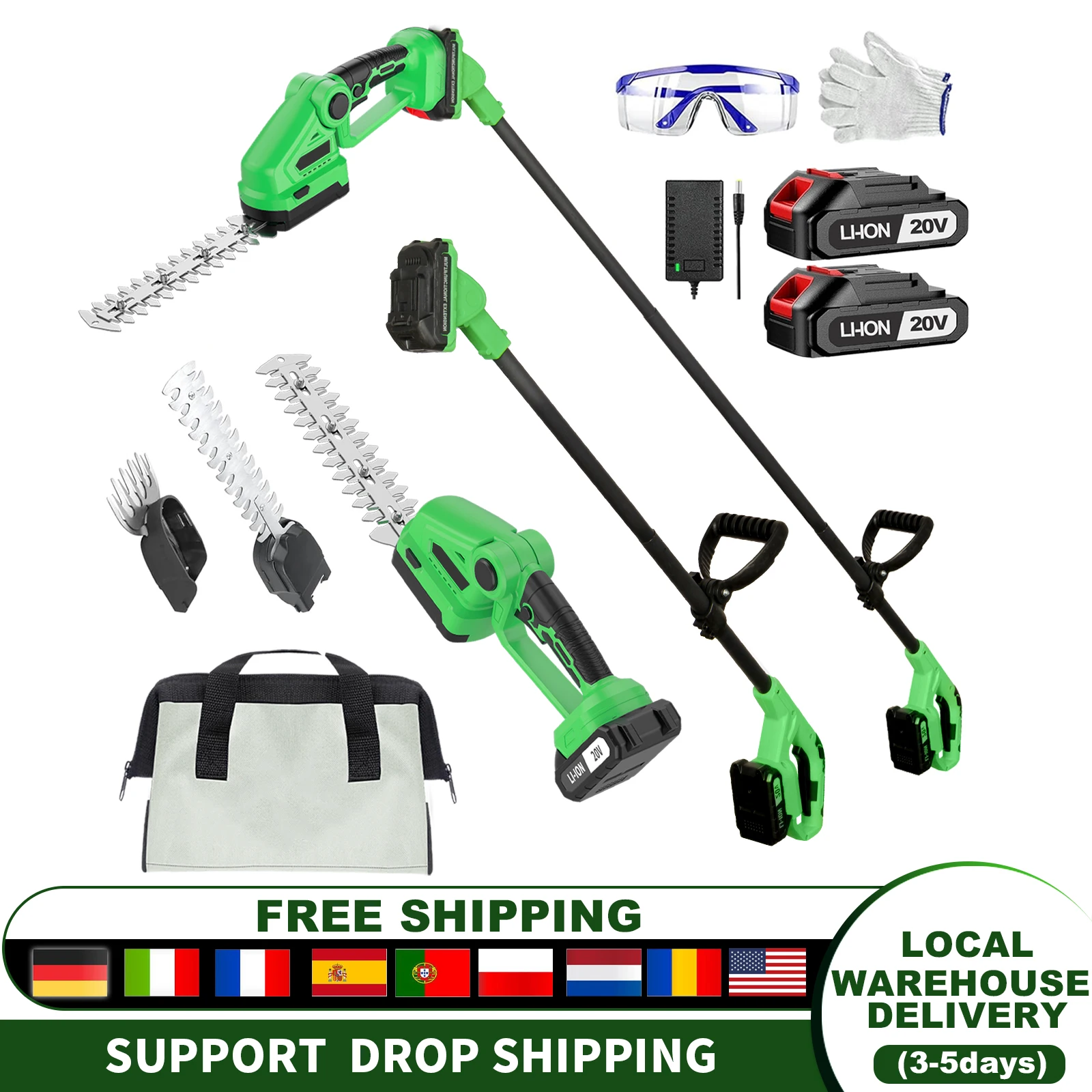 20V snoerloze heggenschaar met - Cordless Hedge Trimmer Pole 2 In 1 recensie en prijs