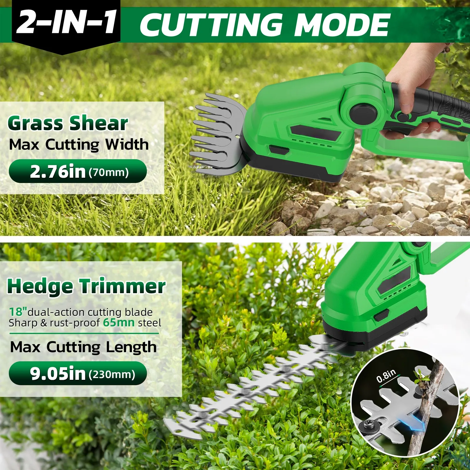 20V snoerloze heggenschaar met - Cordless Hedge Trimmer Pole 2 In 1 recensie en prijs
