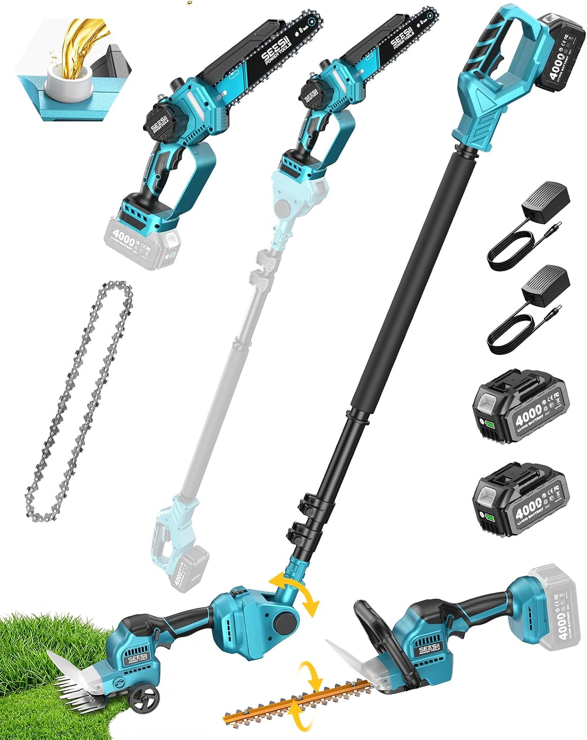 6-in-1 draadloze paalzaag en h - Cordless Hedge Trimmer Pole 2 In 1 recensie en prijs