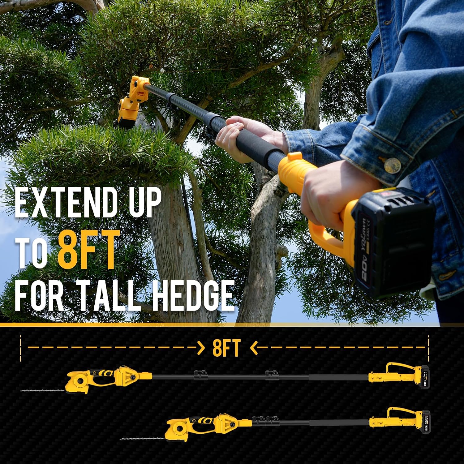 20V accu-haagschaar en graskni - Cordless Hedge Trimmer Pole 2 In 1 recensie en prijs