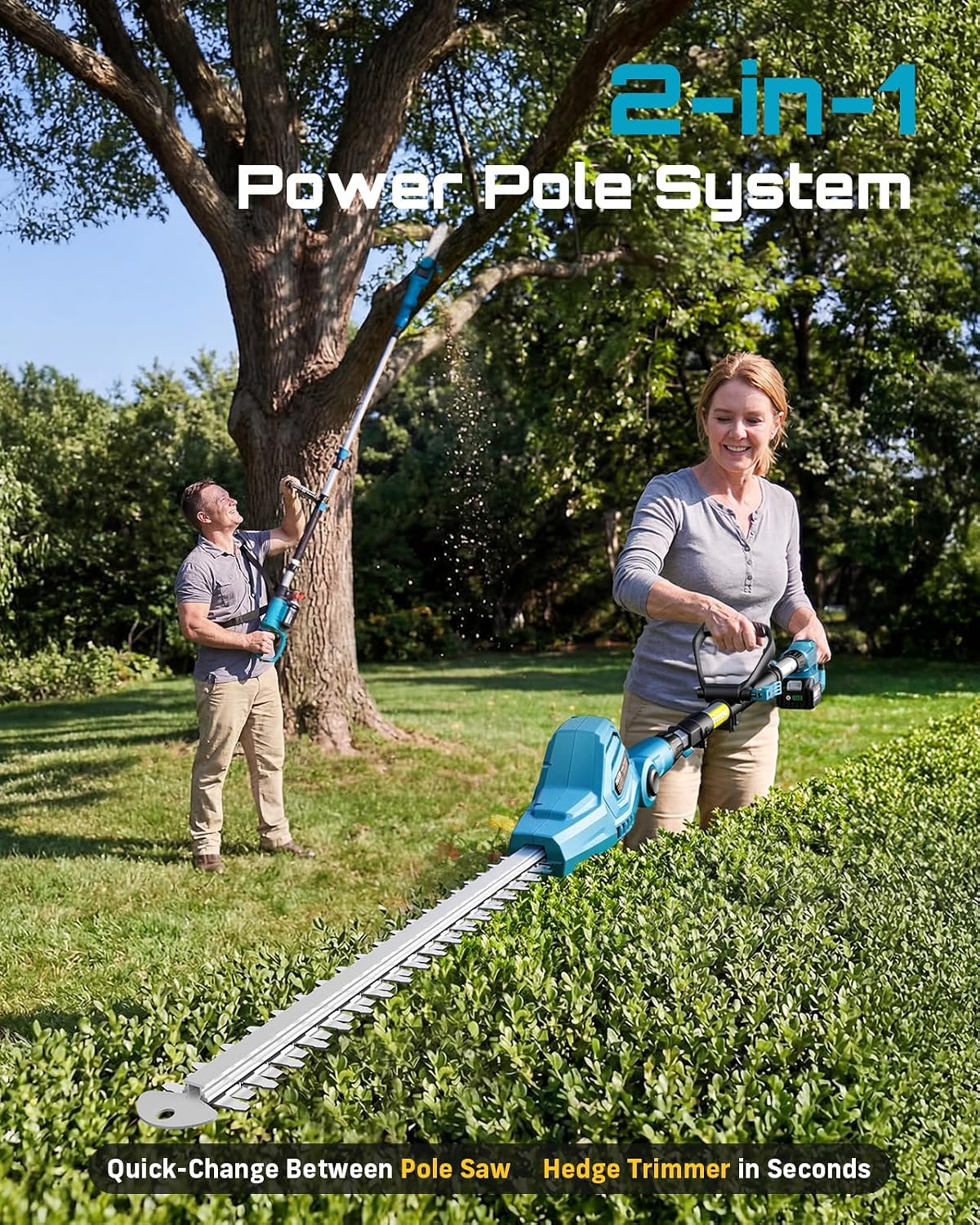 2-in-1 draadloze zaag en hegge - Cordless Hedge Trimmer Pole 2 In 1 recensie en prijs