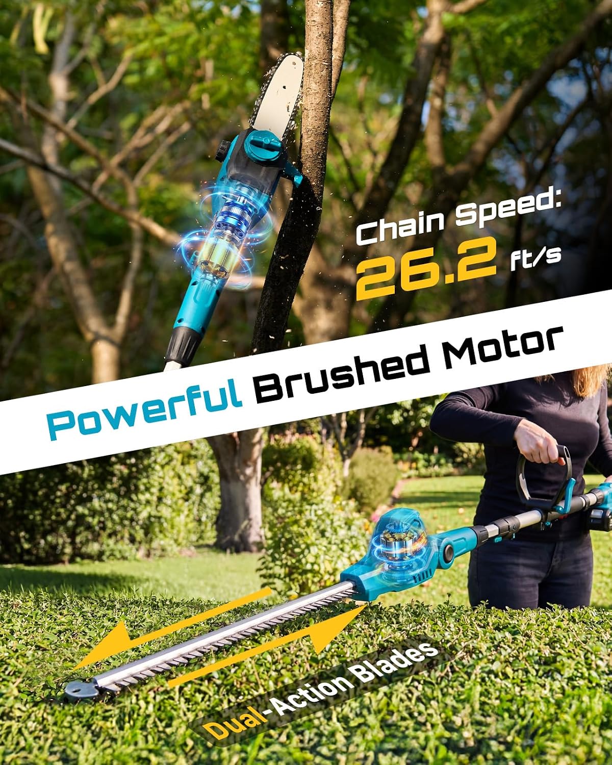 2-in-1 draadloze zaag en hegge - Cordless Hedge Trimmer Pole 2 In 1 recensie en prijs